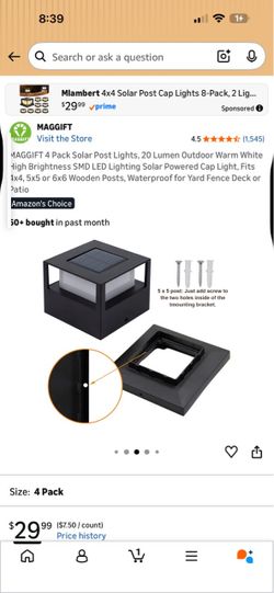 MAGGIFT Solar Post Cap Lights 12 Pack