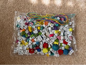 Wooden Beads with 8 Colorful Strings for Beading