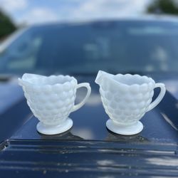 Anchor Hocking Bubble Pattern Milk Glass Creamer
