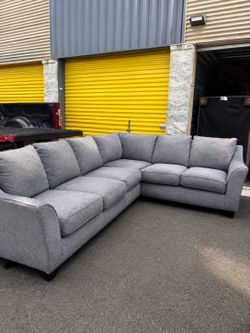 Gray L-Shaped Sectional Couch - FREE Delivery Available