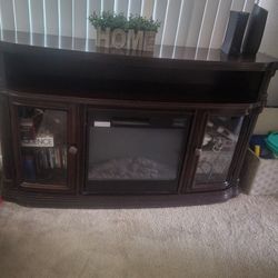 T.V Entertainment Table With Fireplace