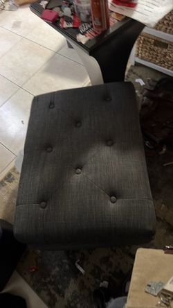 Gray Tufted Fabric Ottoman