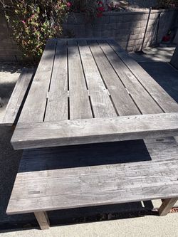 Outdoor Teak table and 4 bench seats