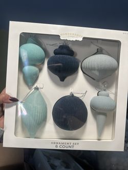 6pc Flocked Finial Christmas Tree Ornament Set - Wondershop™