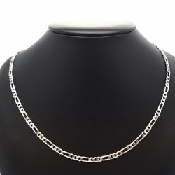 White Gold Chain Figaro 14K Solid New 