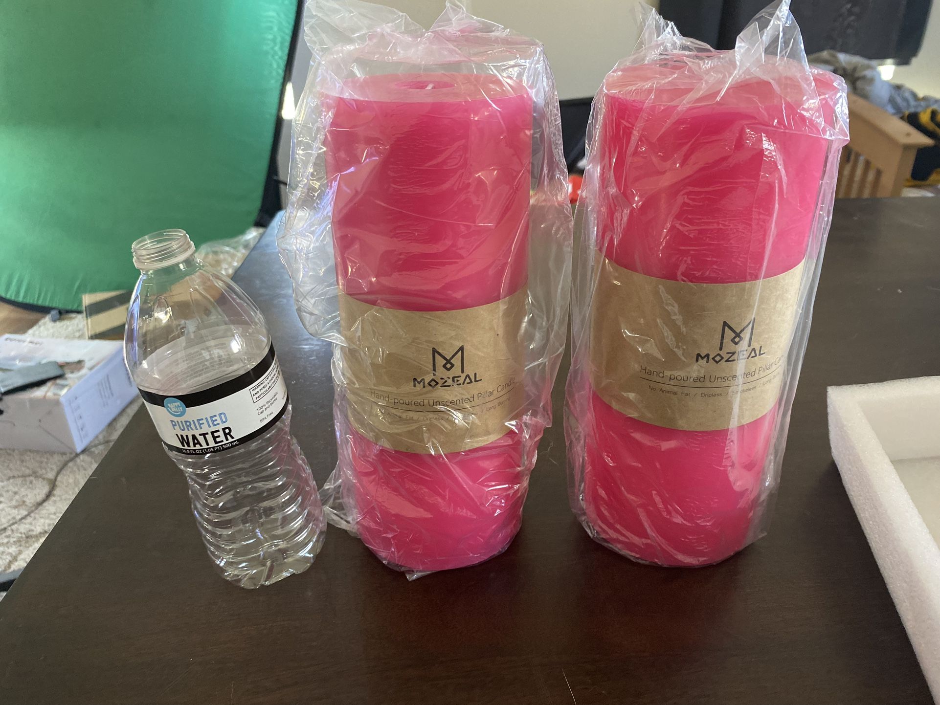 Misael Hand poured Pillar Candles New Pink