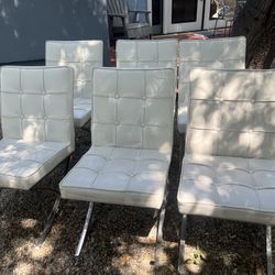White Upholstery leather Chairs 