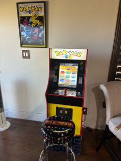 Pac-Man Cabinet W/ Chair and Poster