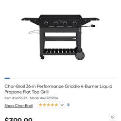 36in Charbroil 4 Burner Gas Griddle 