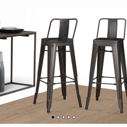 2 Black Metal Stool 