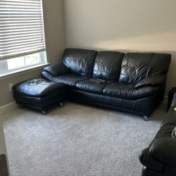 Leather Sofa Set with End Table