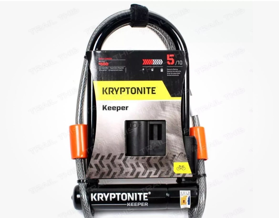 Kryptonite Keeper U-Lock 4 x 8" Keyed Black Includes 4' Cable and Bracket