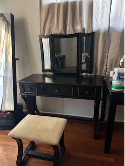 FREE Black Vanity with Mirror & Matching Stool