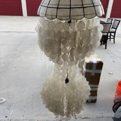 Mid-Century Multi-Tiered Capiz Chandelier 