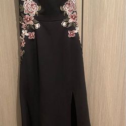 Vintage windsor long prom dress , black with design, size 11