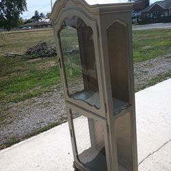 Vintage cream Colored glass Hutch 