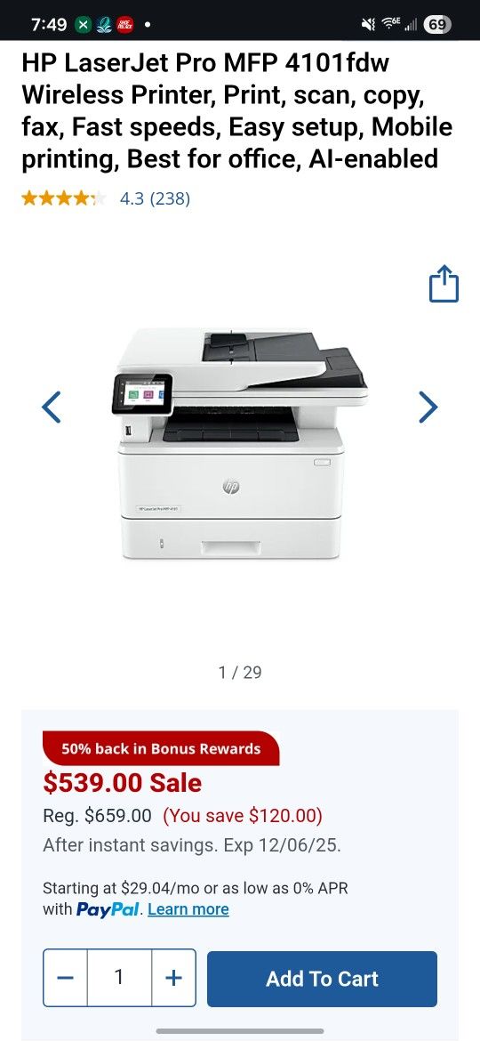 Brand New HP LaserJet Pro Mfp 4101fdne Printer