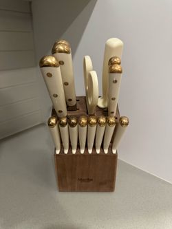 Martha Stewart Knife Block Set – White & Gold