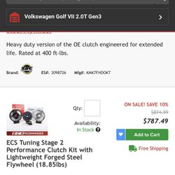 MK7 GTI GLI ECS Tuning Stage 2 Performance Clutch Kit Brand New In The Box