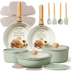 CAROTE - Set of non-stick pots and pans, removable handle, 19  Kitchen sets, space-saving, induction compatible, dishwasher and oven safe, non-toxic