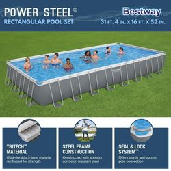 Brand new in box Platinum Series Power Steel 31'4 x 16' x 52 Above Ground Pool W Sand Filter 