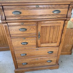 Solid Oak Dresser, Desk Book Shelf Etc 
