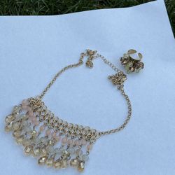 Vintage Gold Toned Necklace And Ring 