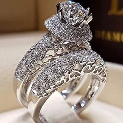  924 Sterling Silver Wedding And Engagement  Ring Size 8