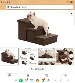 Multifunction Dog Stairs with Storage - Foldable Pet Steps and Ramp for Home and Travel, Brown-Cozy Kiss