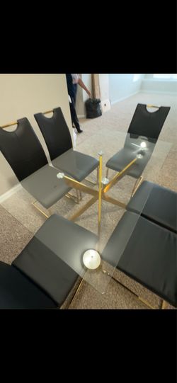 Gold glass dining room Table