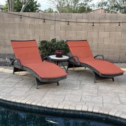 Frontgate Balencia Bronze Chaise Loungers With Cushions (Set of 2)