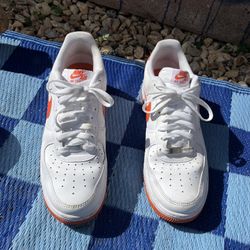 White And Orange Air Force 1’s 10.5