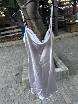 bebe Satin Cowl Slip Dress - Silver Size SX Tags on
