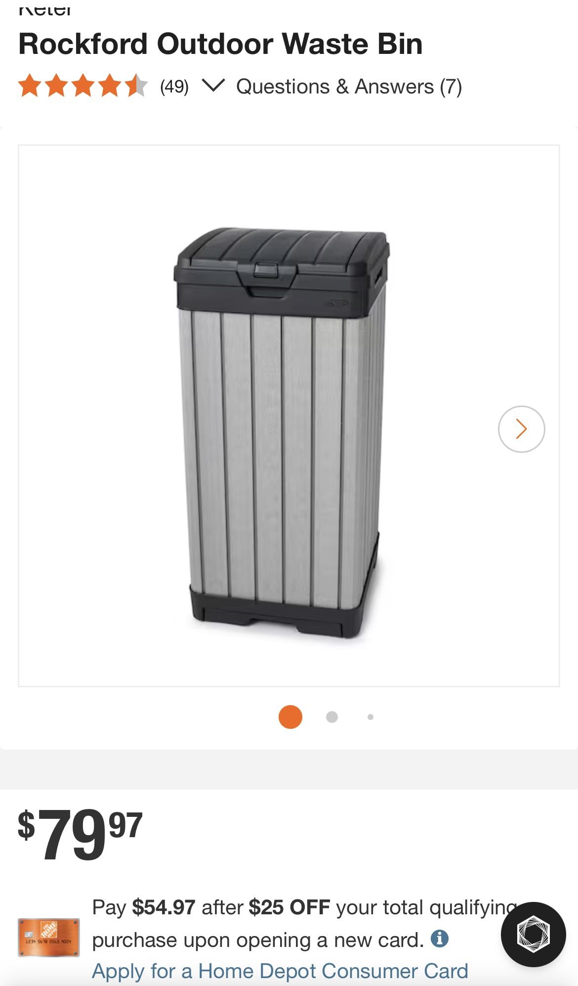 Keter Rockford Outdoor Waste Bin Trash Can