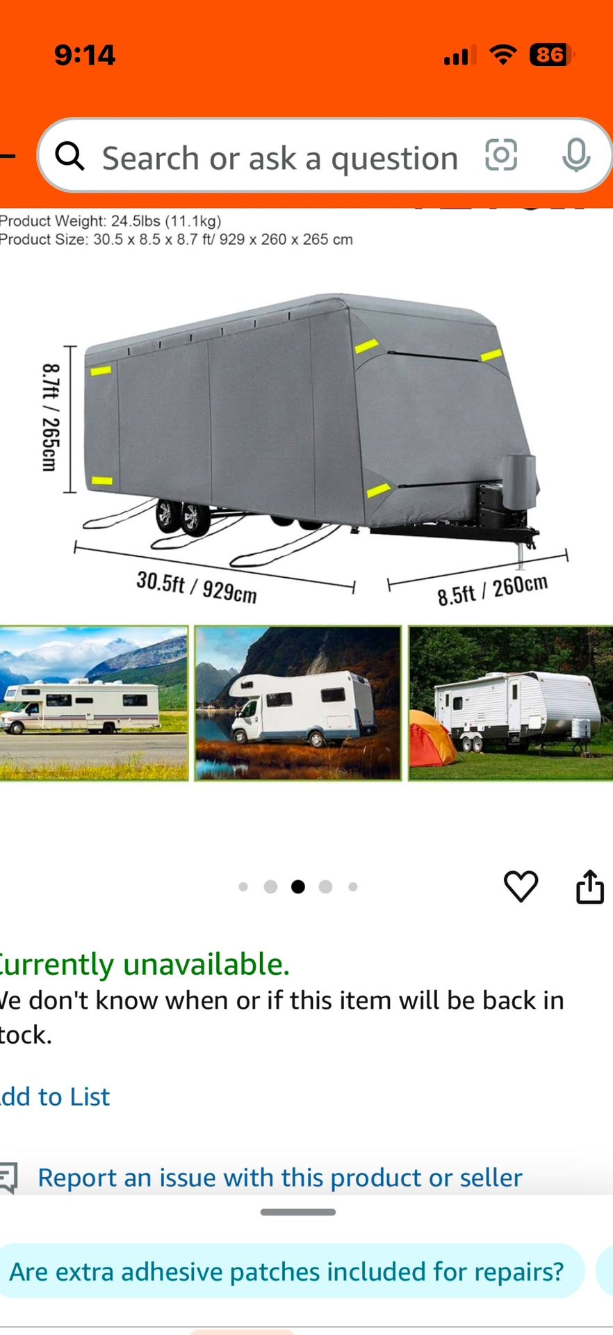 27 to 30 foot trailer cover