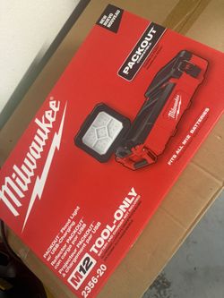 Milwaukee M12 packout flood light with usb charging and storage