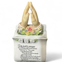 Vintage Porcelain "The Lord's Prayer" Figurine With Praying Hands 7" Tall