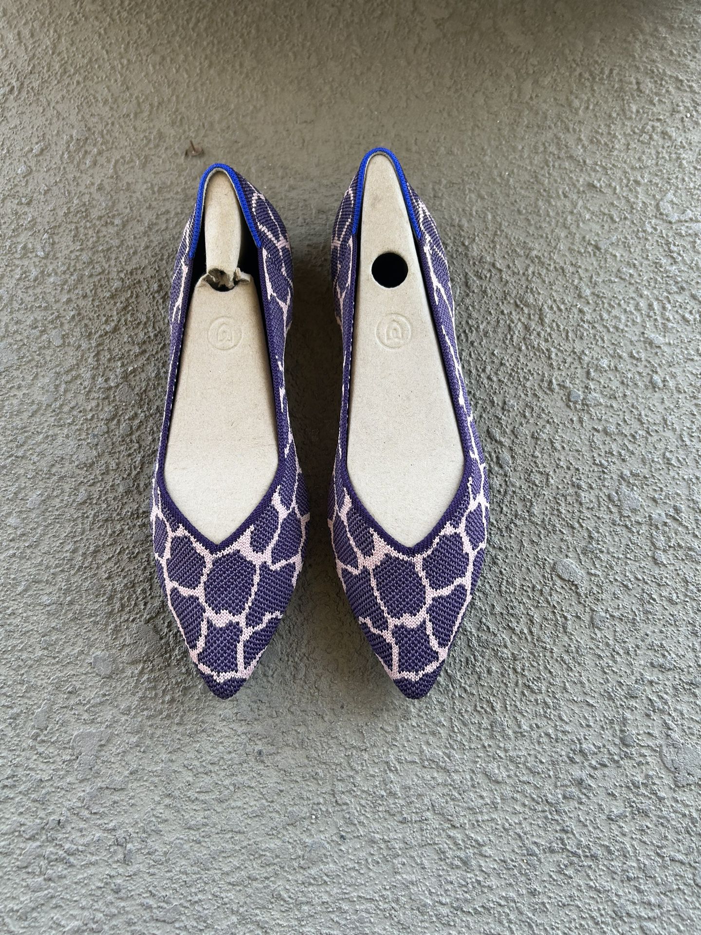 Rothy's Violet Purple Giraffe Print Pointed Toe Flats 
