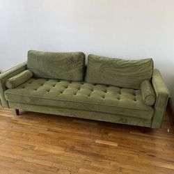 Green Velvet Sofa Couch Free Delivery 