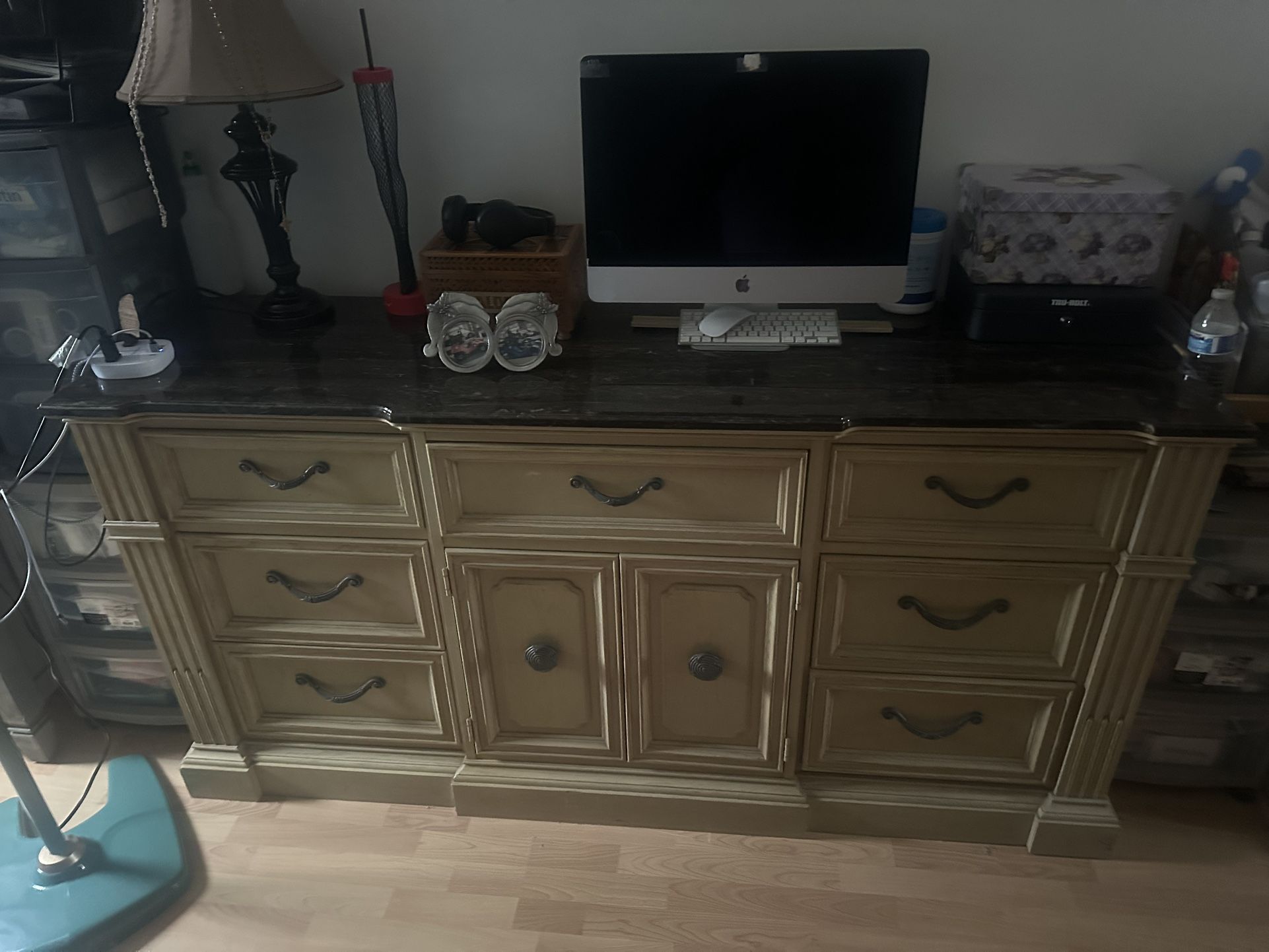 Elegant 9-Drawer Dresser with Stone-Style Top – $200 OBO