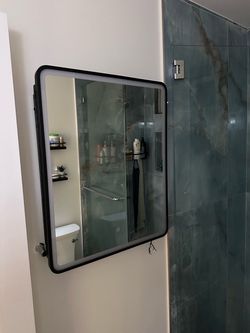 Bathroom vanity mirror with LED light