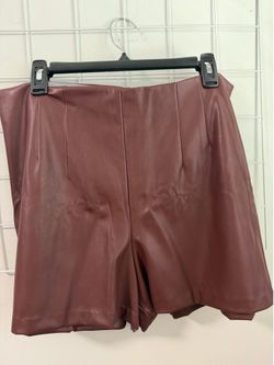 Women’s Burgundy Faux Leather Shorts- Size 14