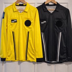 USSF Soccer Referee Jersey Bundle – includes both black and yellow long sleeve jerseys in Women’s Medium.