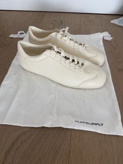SUITSUPPLY White Leather Sneakers – Size 10 Clean Minimal Style New Without Box