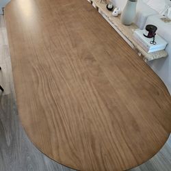 Tintica Series 70.9" Japandi Style Oval Wood Dining Table Walnut