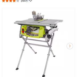 RYOBI 15 Amp 10 in. Compact Portable Corded Jobsite Table Saw with Folding Stand