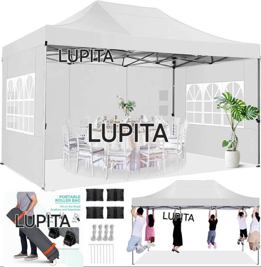 10x15 HEAVY DUTY Pop up Canopy Gazebo, Easy up Canopy with Removable Sidewalls, High Stability, All Weather Sunshade Waterproof Outdoor Canopy Shelte