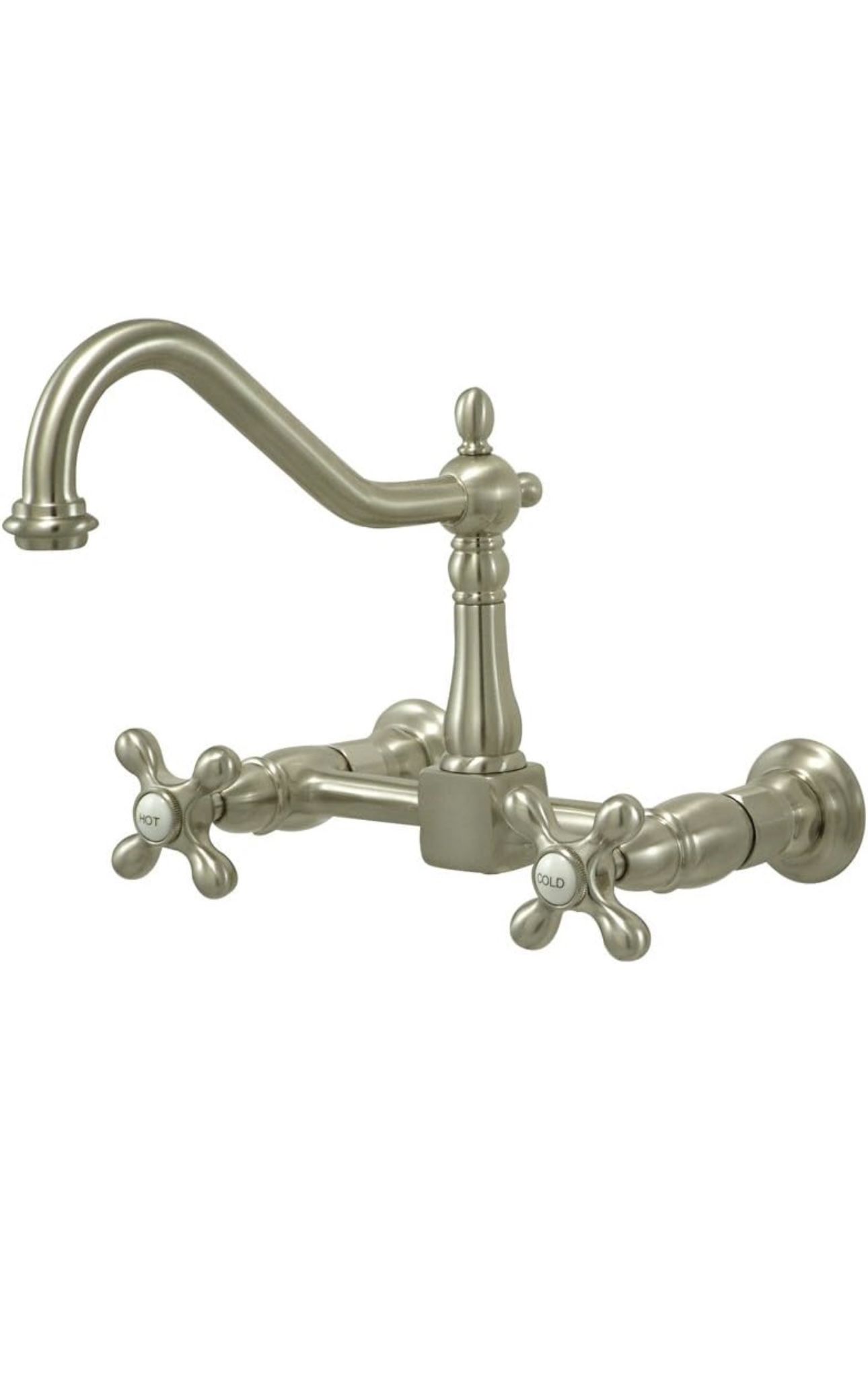Kingston Brass KS1246AX Heritage Bridge Kitchen Faucet, Polished Nickel
