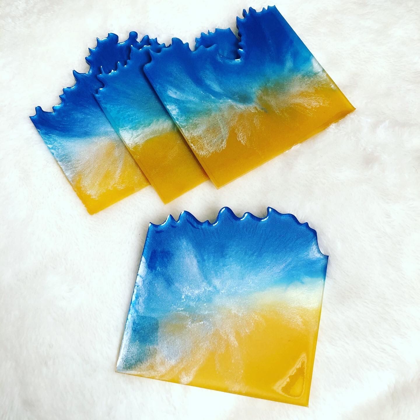 Epoxy Resin Beach Themed Coaster Set Of 4