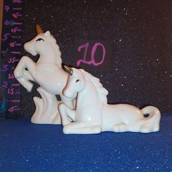 Set  Of Two Porcelain Unicorns